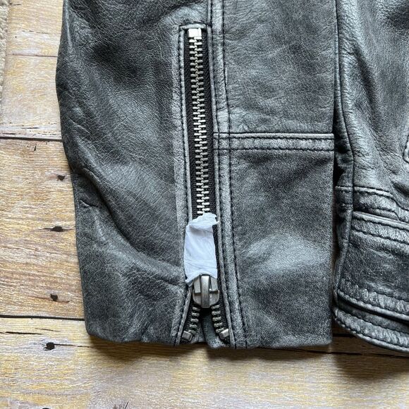 ZARA Size Small Relaxed Mens Leather Gray Jacket Coat Biker Aviator Racer NWT - Picture 16 of 16